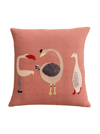 Hand Embroidered Birds Pillow Cover 20" x 20"