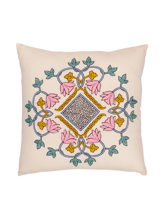 Hand Embroidered Merino Wool Pillow Cover 20" x 20"