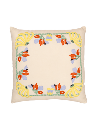 Hand Embroidered Merino Wool Pillow Cover 20" x 20"