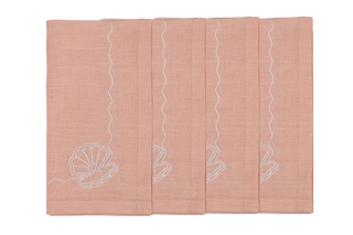 Embroidered & Crochet Linen Napkins (Set of 4) 18×18 in