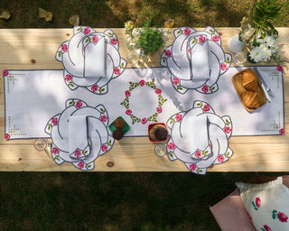 Cutwork Linen Table Runner 16.5×67 in