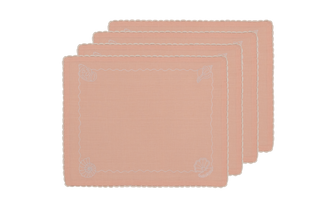 Embroidered & Crochet Linen Placemats (Set of 4) 14×18 in