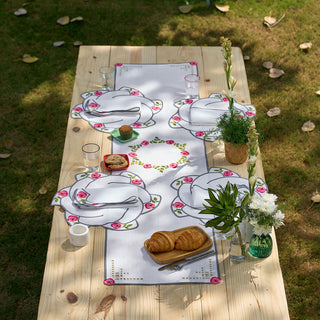 Cutwork Linen Table Runner 16.5×67 in