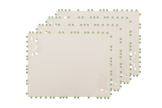 Hand Embroidered & Crochet Placemat (Set of 4) – 14x18 in