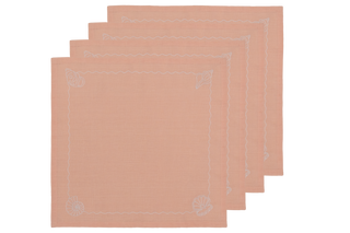 Embroidered & Crochet Linen Napkins (Set of 4) 18×18 in