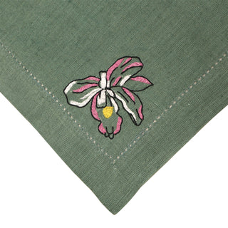 Hand embroidered table napkins green color online