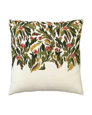 Hand Embroidered Tapestry Silk Pillow Cover 20" x 20"