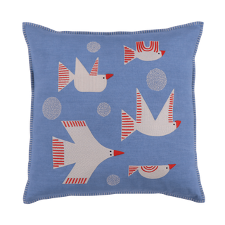 Hand Embroidered Birds Pillow Cover 20" x 20"
