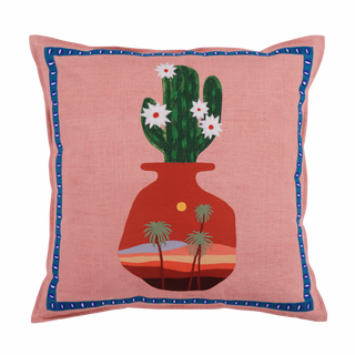 Hand Embroidered Still Life Pillow Cover 20" x 20"