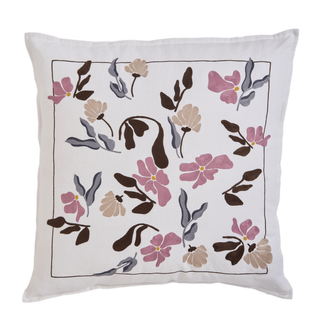 Hand Embroidered  Bouquet Pillow Cover 20" x 20"