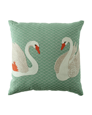 Hand Embroidered Birds Pillow Cover 20" x 20"