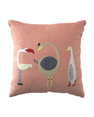 Hand Embroidered Birds Pillow Cover 20" x 20"