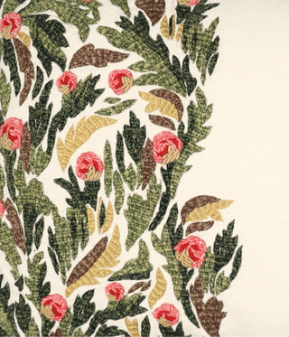 Hand Embroidered Tapestry Silk Pillow Cover  14" x 20"