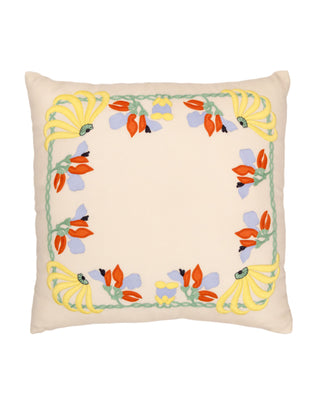 Hand Embroidered Merino Wool Pillow Cover 20" x 20"