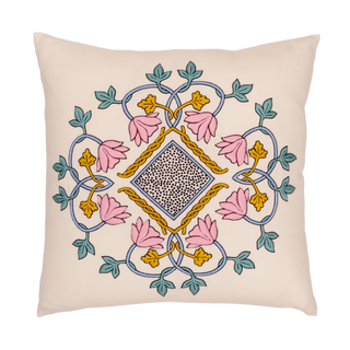 Hand Embroidered Merino Wool Pillow Cover 20" x 20"