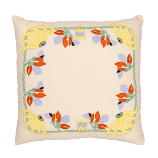 Hand Embroidered Merino Wool Pillow Cover 20" x 20"