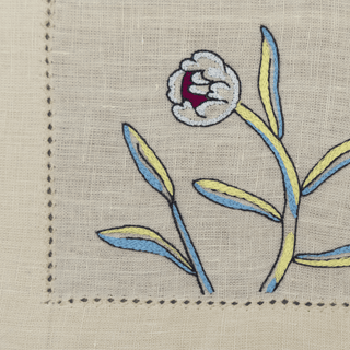 Hand Embroidered Floral Fresco Placemats 14" × 18" (Set of 4)