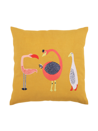 Hand Embroidered Birds Pillow Cover 20" x 20"