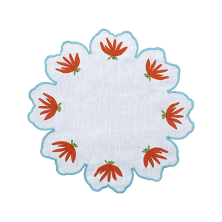 Hand Embroidered Heirloom Petals Placemats 16" round (Set of 4)