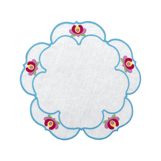 Hand Embroidered Heirloom Petals Placemats 16" round (Set of 4)