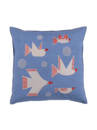 Hand Embroidered Birds Pillow Cover 20" x 20"