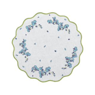 Hand Embroidered Vintage Floral Placemats 16" round (Set of 4)