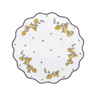 Hand Embroidered Vintage Floral Placemats 16" round (Set of 4)