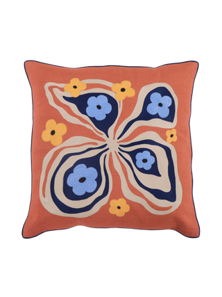 Hand Embroidered Bouquet Pillow Cover 20" x 20"