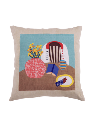 Hand Embroidered Still Life Pillow Cover 20" x 20"