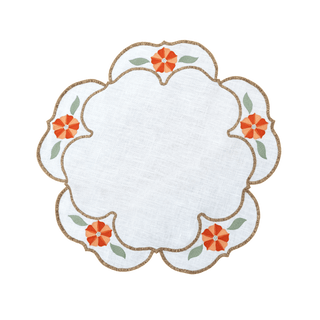 Hand Embroidered Heirloom Petals Placemats 16" round (Set of 4)