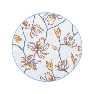 Hand Embroidered Floral Fresco Placemats 16" round (Set of 4)