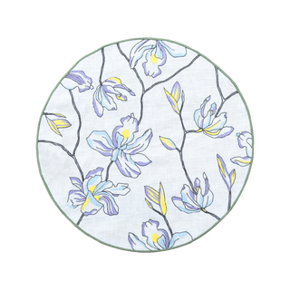 Hand Embroidered Floral Fresco Placemats 16" round (Set of 4)