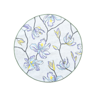 Hand Embroidered Floral Fresco Placemats 16" round (Set of 4)