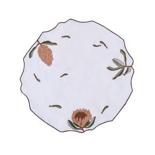 Hand Embroidered Vintage Floral Placemats 16.5" round (Set of 4)