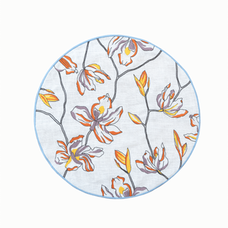 Hand Embroidered Floral Fresco Placemats 16" round (Set of 4)