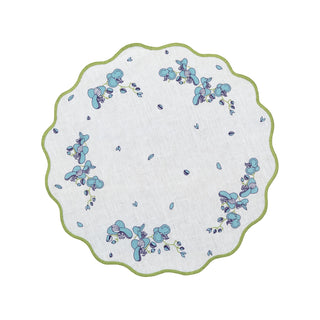 Hand Embroidered Vintage Floral Placemats 16" round (Set of 4)