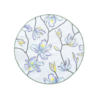 Hand Embroidered Floral Fresco Placemats 16" round (Set of 4)