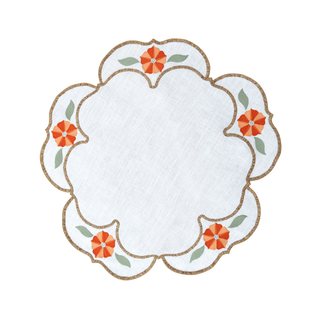 Hand Embroidered Heirloom Petals Placemats 16" round (Set of 4)