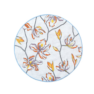 Hand Embroidered Floral Fresco Placemats 16" round (Set of 4)
