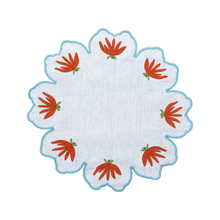 Hand Embroidered Heirloom Petals Placemats 16" round (Set of 4)