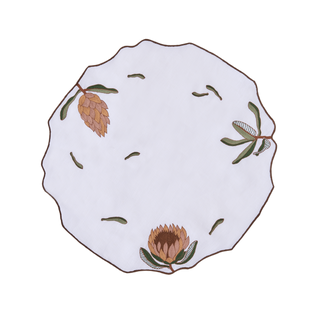 Hand Embroidered Vintage Floral Placemats 16.5" round (Set of 4)