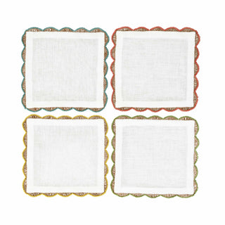 Hand Crochet Cocktail Napkins 6" x 6" (Set of 4)