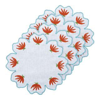 Hand Embroidered Heirloom Petals Placemats 16" round (Set of 4)