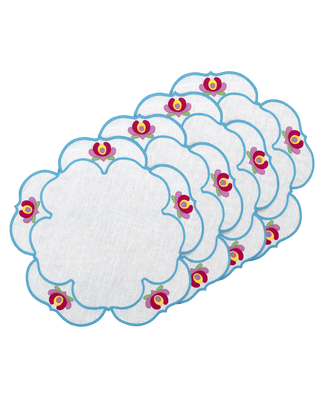 Hand Embroidered Heirloom Petals Placemats 16" round (Set of 4)