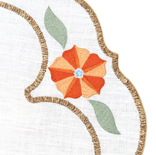 Hand Embroidered Heirloom Petals Placemats 16" round (Set of 4)