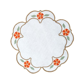Hand Embroidered Heirloom Petals Placemats 16" round (Set of 4)