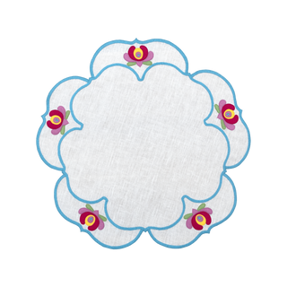 Hand Embroidered Heirloom Petals Placemats 16" round (Set of 4)