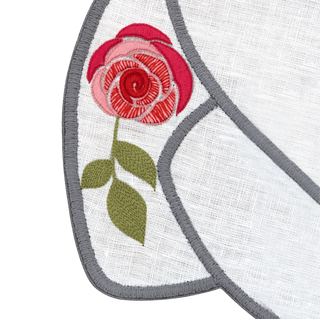 Hand Embroidered Heirloom Petals Placemats 16" round (Set of 4)