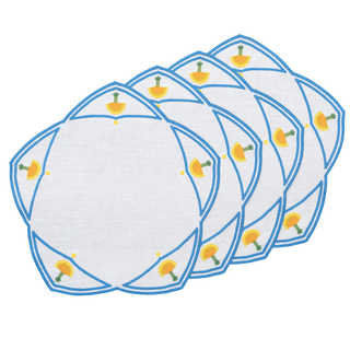 Hand Embroidered Heirloom Petals Placemats 16" round (Set of 4)