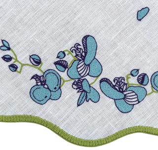 Hand Embroidered Vintage Floral Placemats 16" round (Set of 4)